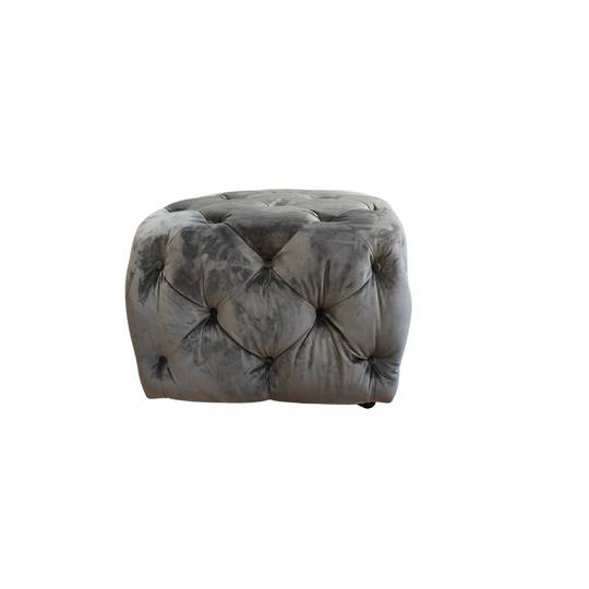 A & J Button Small Footstool - Plush Velvet